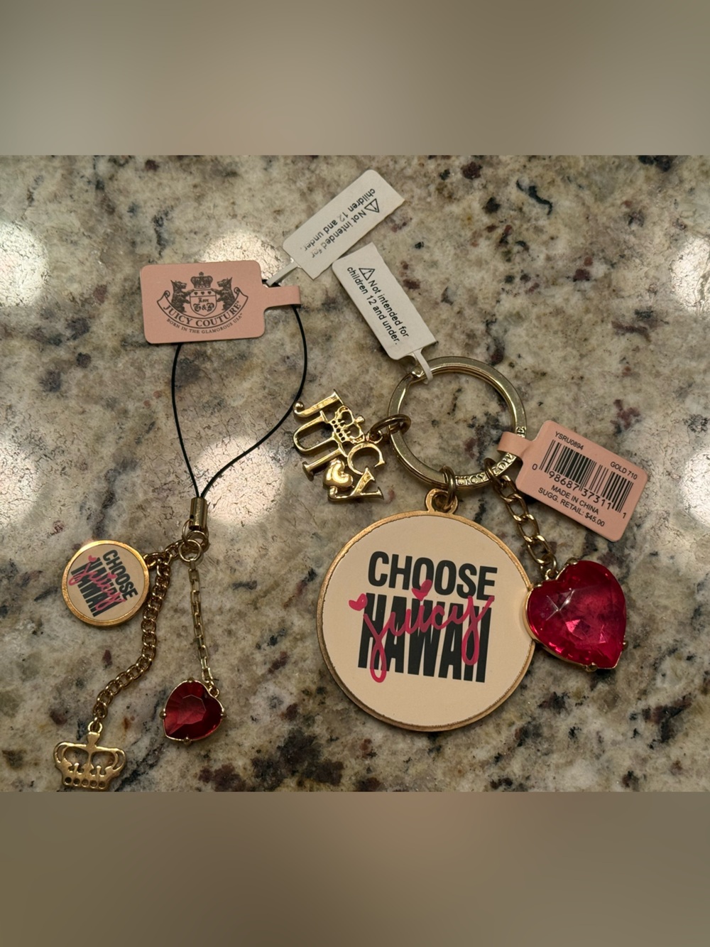 Juicy Couture Hawaii Exclusive Choose Juicy Hawaii Jewel Keychain Phone Strap